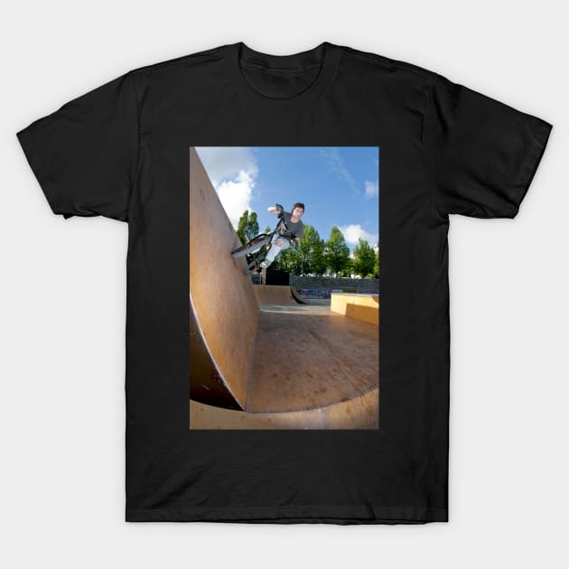 BMX Bike Stunt Wall Ride T-Shirt by homydesign